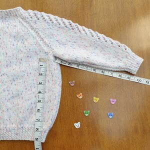 18-24 Months White Twinkle Print Hand Knitted Baby Cardigan, Soft handknitted sparkly cardigan, multicolour baby cardigan image 8