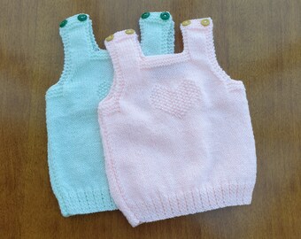 6-12 Months Pink Hand Knitted Baby Vest/Slipover