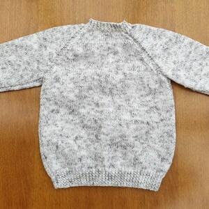 2-3 Years Storm Cloud Grey Hand Knitted Baby Cardigan, Soft light grey handknitted boys cardigan image 5