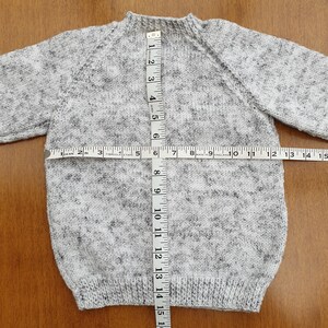 2-3 Years Storm Cloud Grey Hand Knitted Baby Cardigan, Soft light grey handknitted boys cardigan image 6