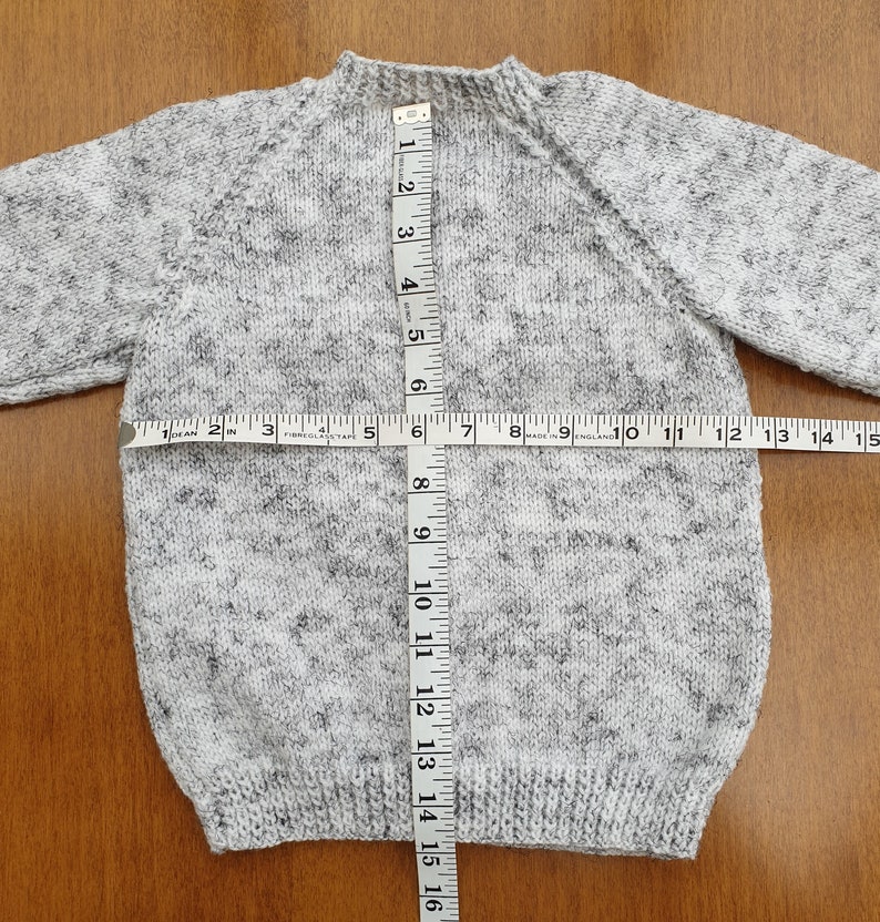 2-3 Years Storm Cloud Grey Hand Knitted Baby Cardigan, Soft light grey handknitted boys cardigan image 6