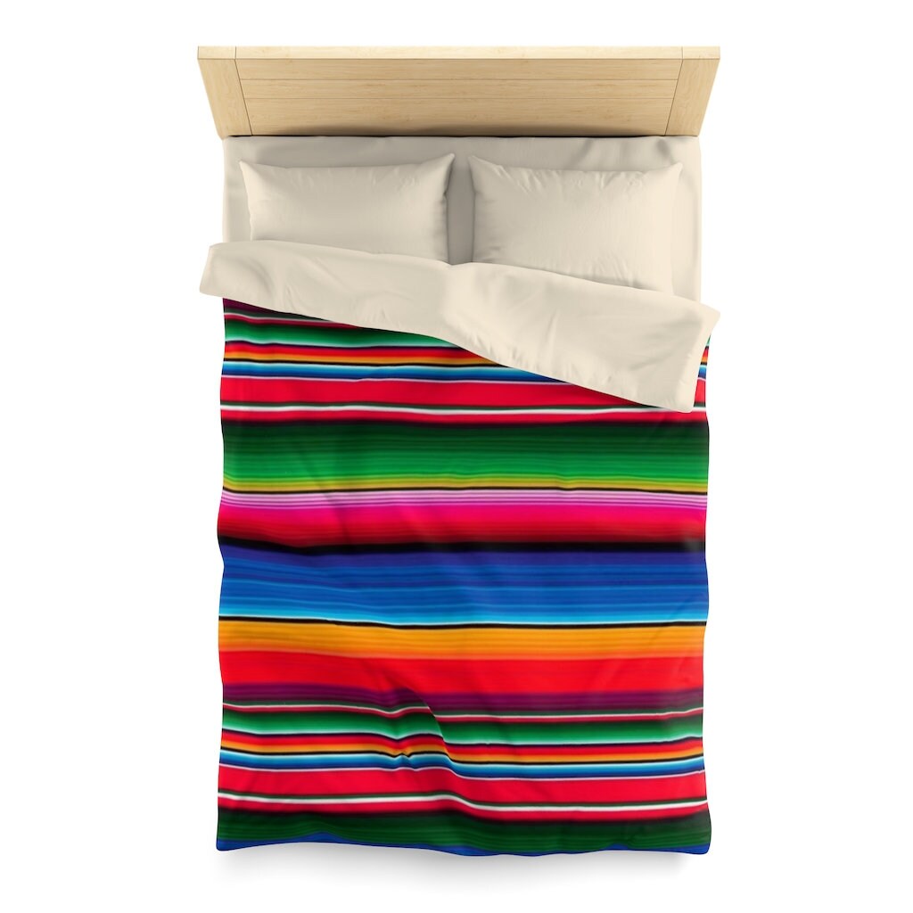 Mexican serape duvet cover queen multicolor fabric duvet Etsy
