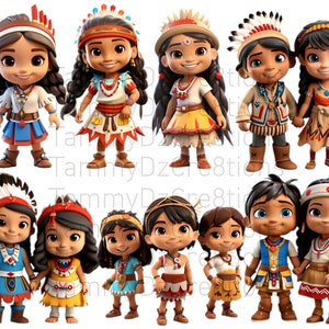 Native Kids Bundle, Clip Art, PNG, digital Art