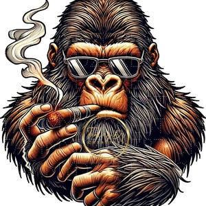 Gorilla And Cigar, PNG