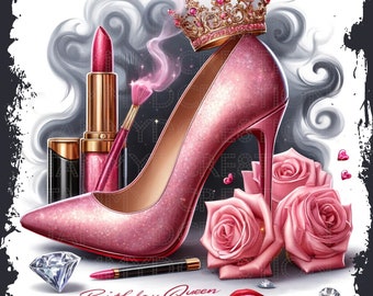 Heels and Roses Birthday Queen Pink, PNG