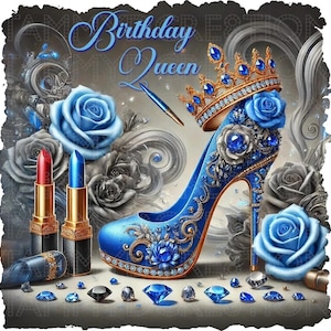 Birthday Queen Heels und Rosen, PNG