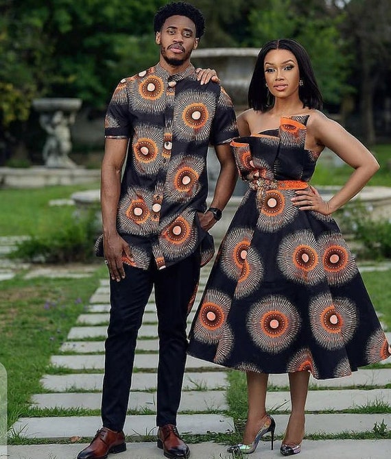 African Couples Matching Outfit, African Couples Clothing,african Print  Couples Clothing for Photoshoot, Couples Engagement Matching Outfits 