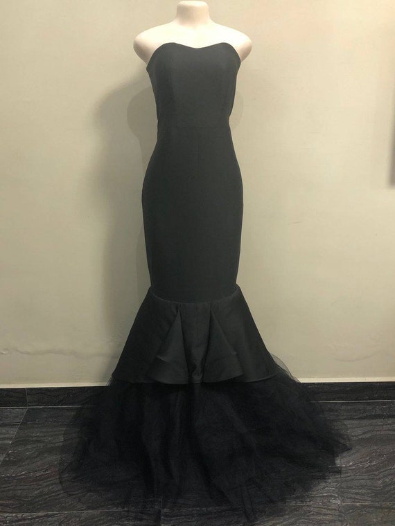 Custom Black Mermaid Gown: Strapless Gala Dress - Etsy