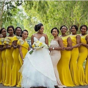 Yellow Bridesmaid Dresses/Custom Bridesmaid Dresses/Bridal Train Dresses/Bridal Shower Dresses/Bridesmaid Dresses/Classy Bridesmaid Dress image 1