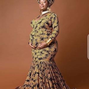 African Print Maternity Dress For Photoshoot, African Print Maternity Gown, African Print Maternity Outfit, Maternity Photoshoot Dress image 1