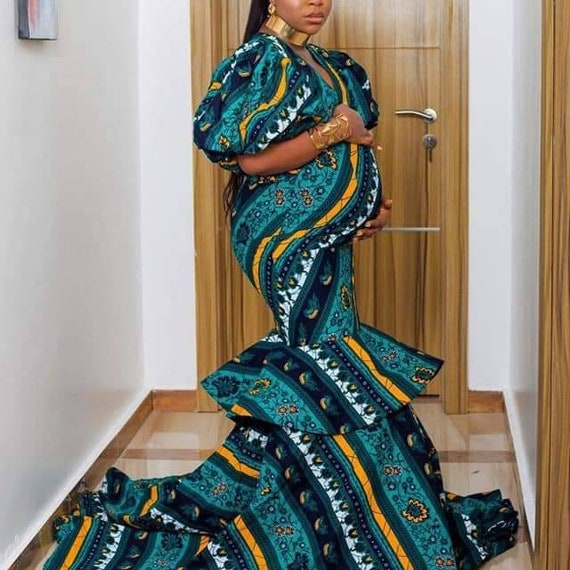 African Print Maternity Dress for Photoshoot African Print