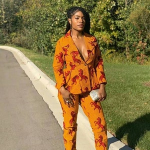 African Print Women Pant Suit,African Two Pieces Outfit,Ankara Pant Set Outfit,African Clothing for Women, Ankara Clothing For Women image 3