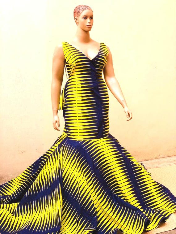 Plus Size African Print Mermaid Gown: Ankara Maxi Dress - Etsy