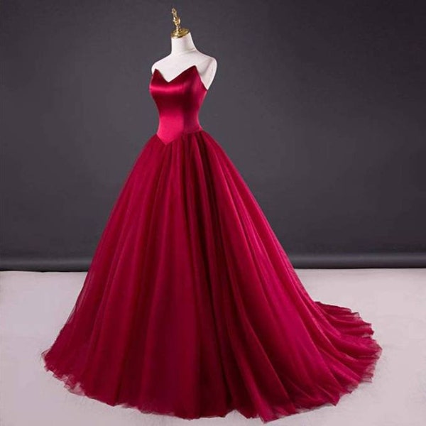 Red Tulle Dress,Red Wedding Gown,Red Dinner Gown,Red Evening Gown,Red Gala Night Dress,Red Carpet Dress,Red Cocktail Dress,Red Gown