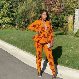 African Print Women Pant Suit,African Two Pieces Outfit,Ankara Pant Set Outfit,African Clothing for Women, Ankara Clothing For Women image 1