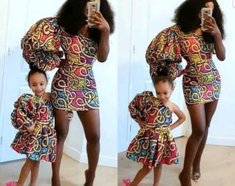 African Mom and Daughter Summer Matching Outfit For Photoshoot,African Clothing For Mom and Me, African Print Dress For Mom and Me