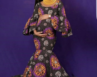 African Print Maternity Dress For Photoshoot, African Print Maternity Gown, African Print Maternity Outfit, Maternity Photoshoot Dress