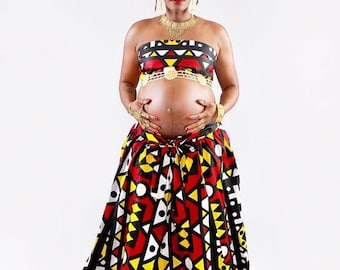 African Print Two Pieces Maternity Set,African Print Maternity Skirt Set,African Maternity Outfit For Photoshoot,African Maternity Clothes