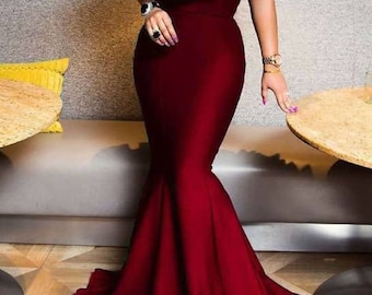 Red Carpet Burgundy Gown,Burgundy Graduation Dress Gown,Evening Gown,Engagement Dress,Burgundy Wedding Gown,Burgundy Dress,Red Mermaid Gown