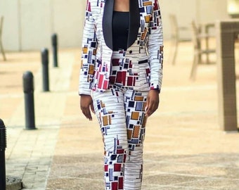 White African Print Women Pant Suit,African Two Pieces Outfit,Ankara Pant Set Outfit,African Clothing for Women, Ankara Clothing For Women