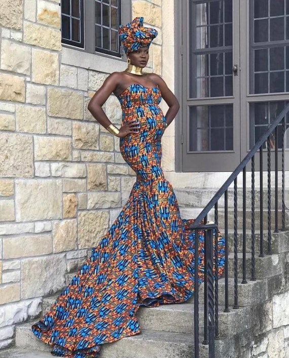 African Print Maternity Dress for Photoshoot, African Print Maternity Gown,  African Print Maternity Outfit, Maternity Photoshoot Dress 