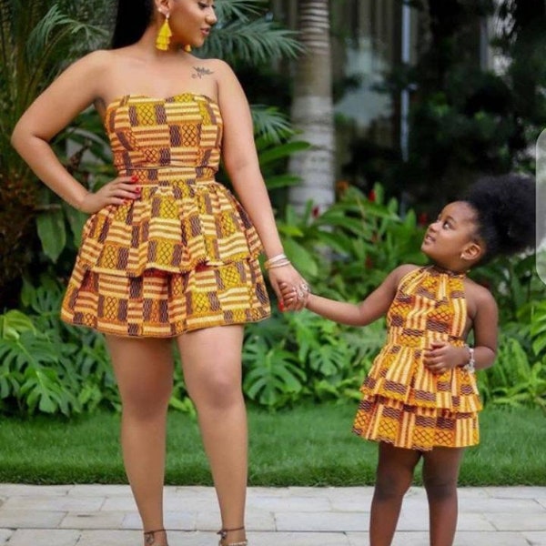 African Mom and Daughter Summer Matching Outfit For Photoshoot,African Clothing For Mom and Me, African Print Dress For Mom and Me