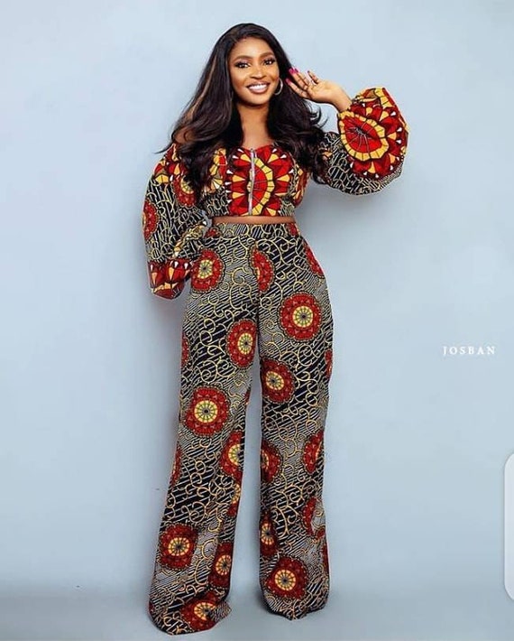 African Print Pant Suit,african Two Pieces Outfit,ankara Pant Set