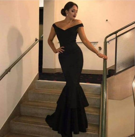 Black Mermaid Dress,black Wedding Dress,custom Black Dress,black Gown,black  Gala Dress,red Carpet Dress,black Formal Dress,floor Length Dres 