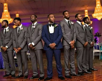 Grey Groomsmen Wedding Suit, Groomsmen Attire, Custom Wedding Suit,Wedding Suit for Men,Groomsmen Suit, Men on Suit Attire,Suited Men