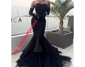 Black Mermaid Dress,Black Wedding Dress,Custom Black Dress,Black Gown,Black Gala Dress,Red Carpet Dress,Black Formal Dress,Floor Length Dres