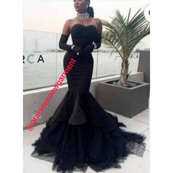 Black Mermaid Dress,Black Wedding Dress,Custom Black Dress,Black Gown,Black Gala Dress,Red Carpet Dress,Black Formal Dress,Floor Length Dres