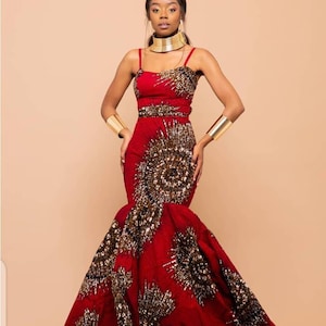 African Print Maxi Dress, African Clothing For Women, African Print Wedding Dress, African Mermaid Dress For Wedding,African Formal Dress image 1