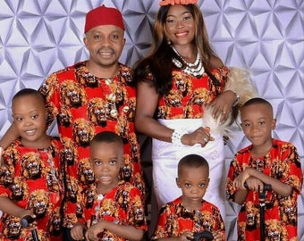 African Matching Outfit For Family, Isiagu Matching Family Clothing, African Print Matching Clothing For Photoshoot, African Family Attire