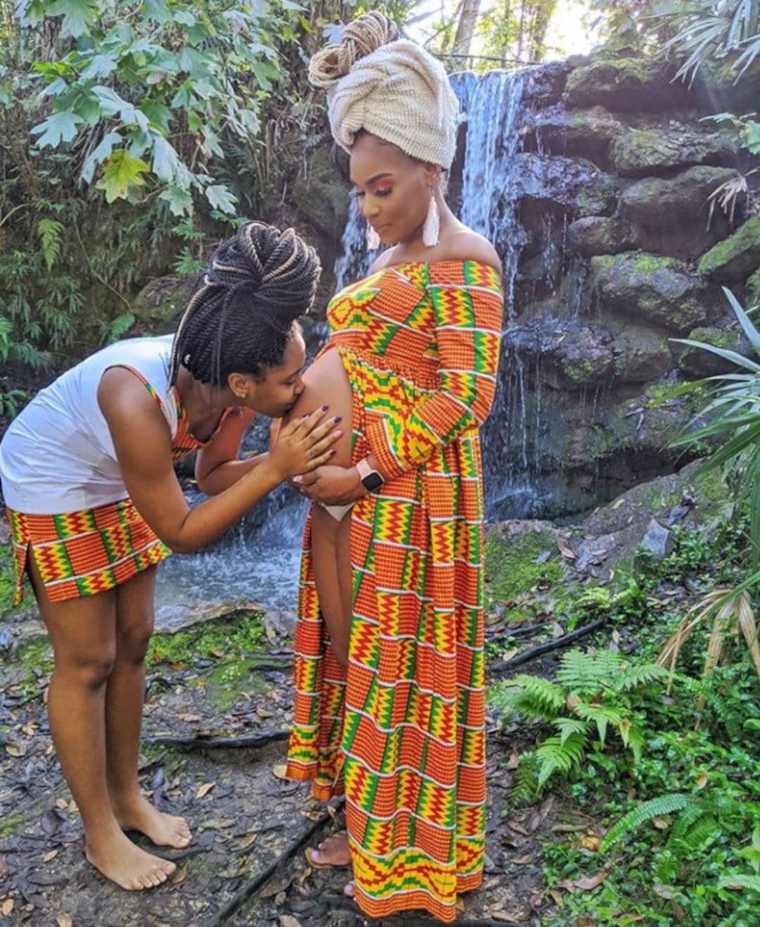 African Couples Matching Maternity Outfit for Photoshoot, African