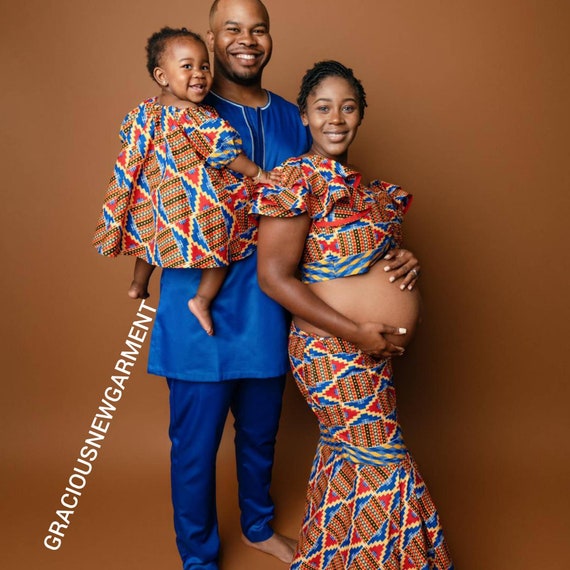 African Matching Family Maternity Outfit for Photoshoot,african Couples Maternity  Attire,african Two Pieces Maternity Couple Clothing -  Israel