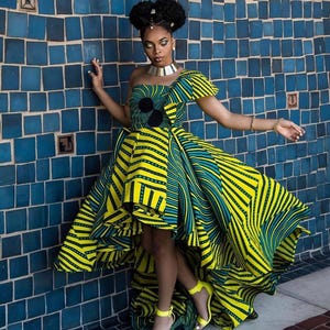 African Print High-low Dress, African Clothing For Women, African Print Wedding Dress, African Women Fashion,African Women&#39;s Dress