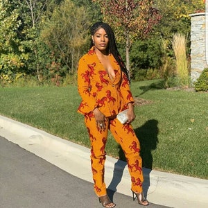 African Print Women Pant Suit,African Two Pieces Outfit,Ankara Pant Set Outfit,African Clothing for Women, Ankara Clothing For Women image 2