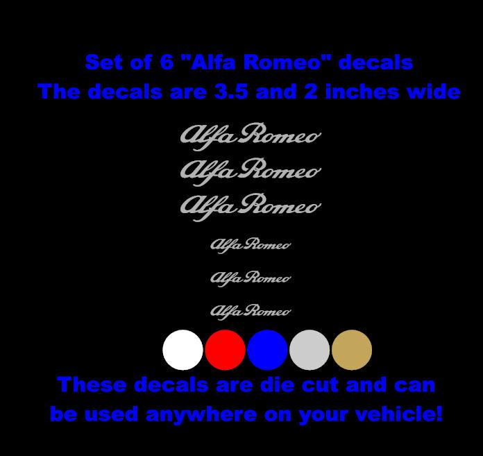 Alfa Romeo Decal Sticker Vinyl Caliper Brake Heat Resistant Many Colors ...