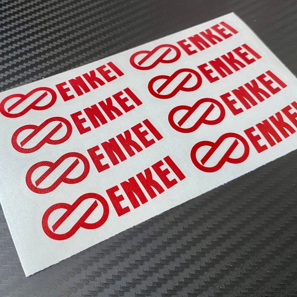 8 Enkei Logo Vinyl Decals Stickers for GTC01 PF01 RPF1 Wheels Rims You Choose Black White Blue Silver Gold Yellow Red and more!