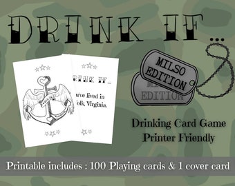 Drink If... Military Spouse Edition | Drinking Card Game | Wine Night | Easy to Print | MILSO Party | Game for Dependas | MILSO Card Game |