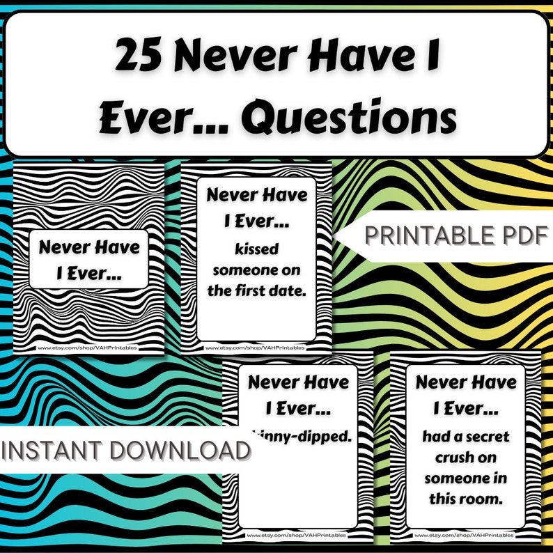 Never Have I Ever Printable Game Card Game for Adults - Etsy