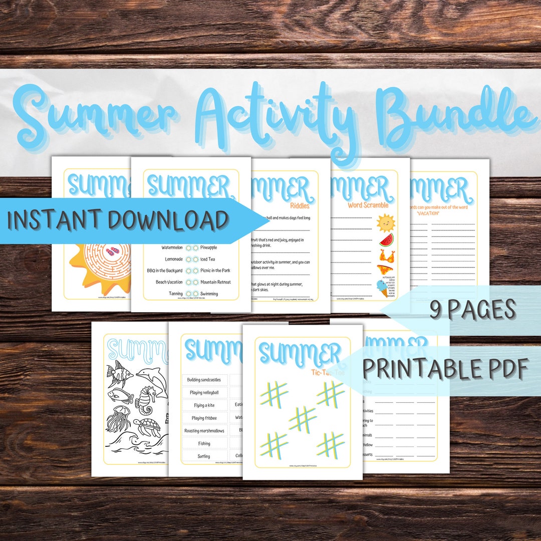 Summer Activity Bundle | 9 Kids Summer Pages | Family Games | Summer ...