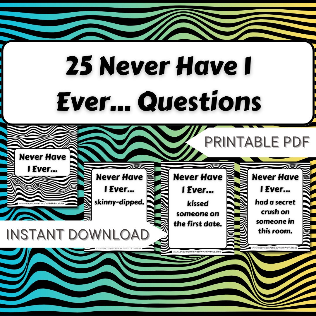 Never Have I Ever Printable Game Card Game for Adults - Etsy