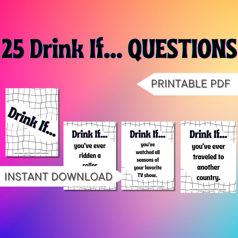 Drink If Printable Drinking Game Card Game for Adults - Etsy