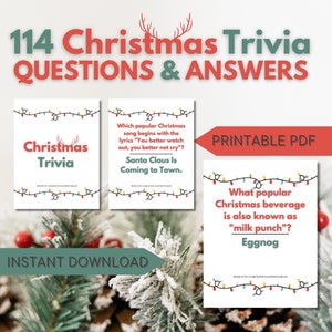 Kersttrivia met vragen en antwoorden | Afdrukbaar vakantiespel | PDF | Q&A kerst | Kerstactiviteiten | Kerstquiz | Kaartspel