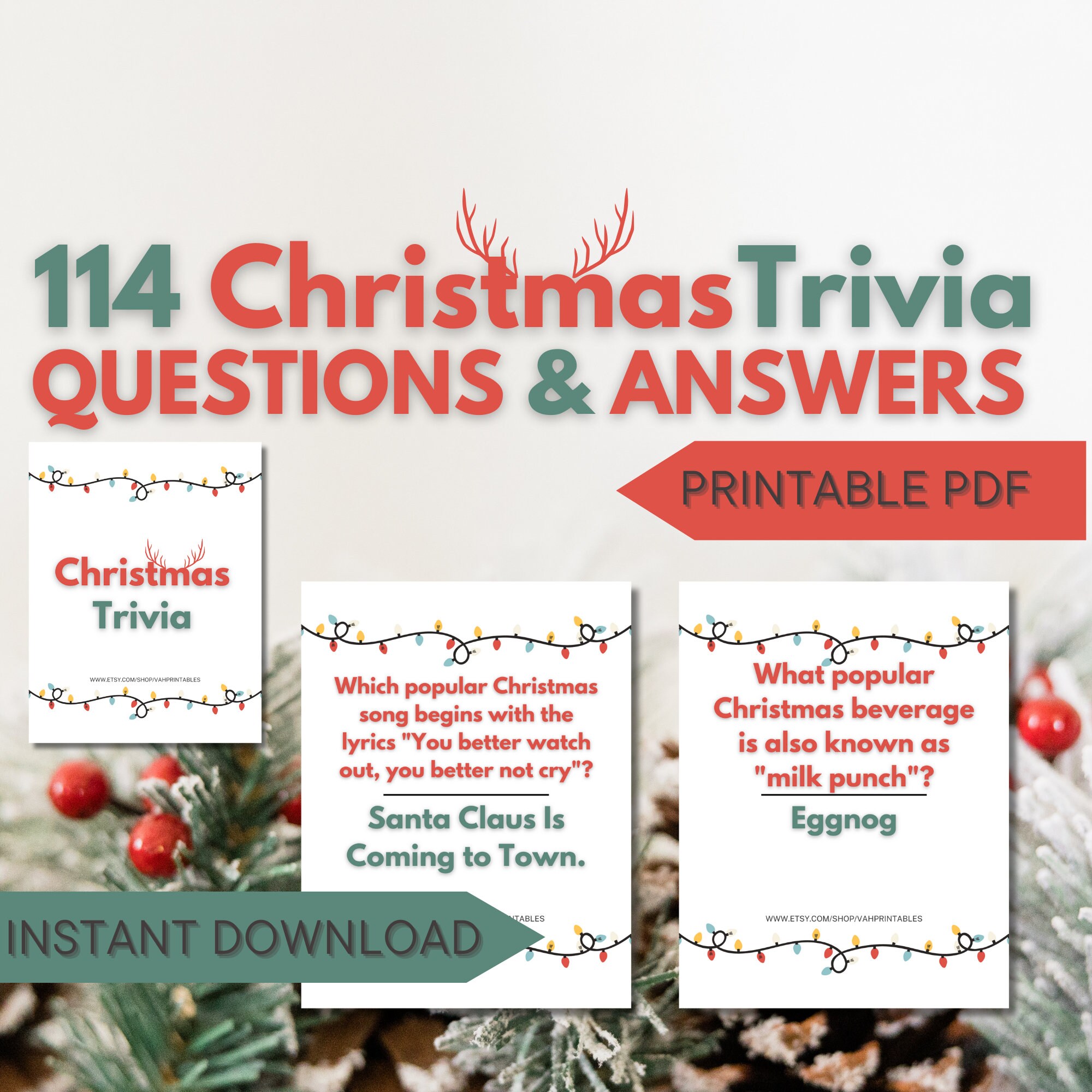 Christmas Trivia With Questions and Answers | Printable Holiday Game ...