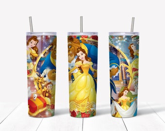 Die Schöne und das Biest Becher, Die Schöne und das Biest 20 Unzen Skinny Tumbler Sublimationsdesign, Die Schöne und das Biest Tapered Wrap Tumble PNG