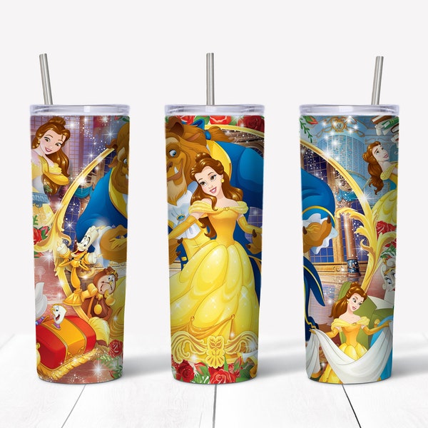 Beauty and the Beast Tumbler, Beauty and the Beast 20oz Skinny Tumbler Sublimation Design, Beauty and the Beast Tapered Wrap Tumbler PNG