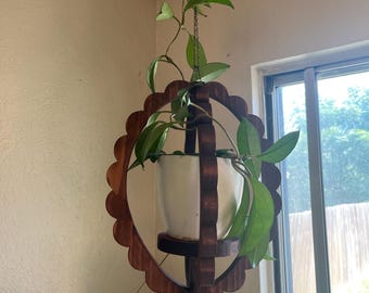 Handmade Wooden Hanging Planter: Vintage Style Plant Holder