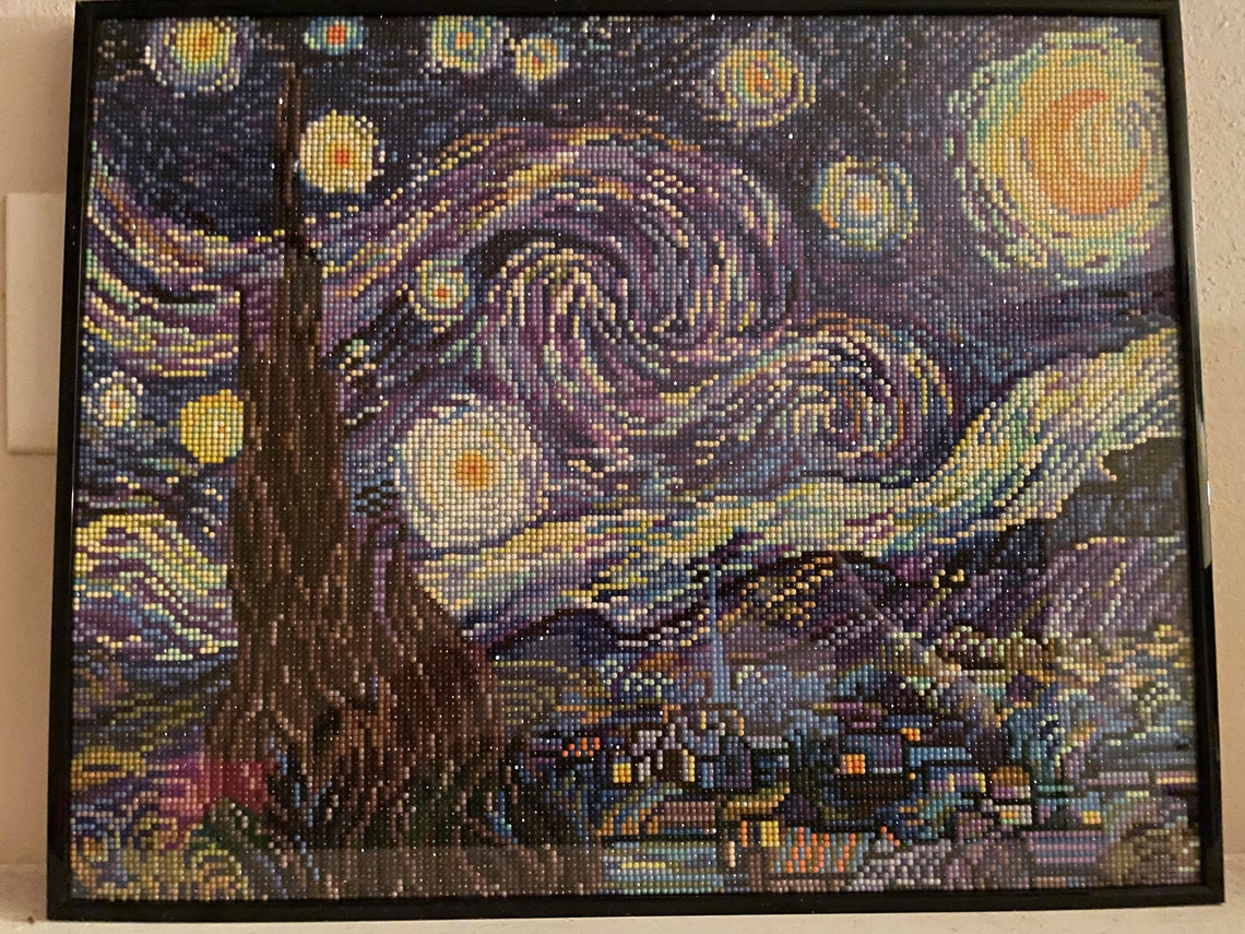 Completed Starry Night Diamond Painting Framed Etsy